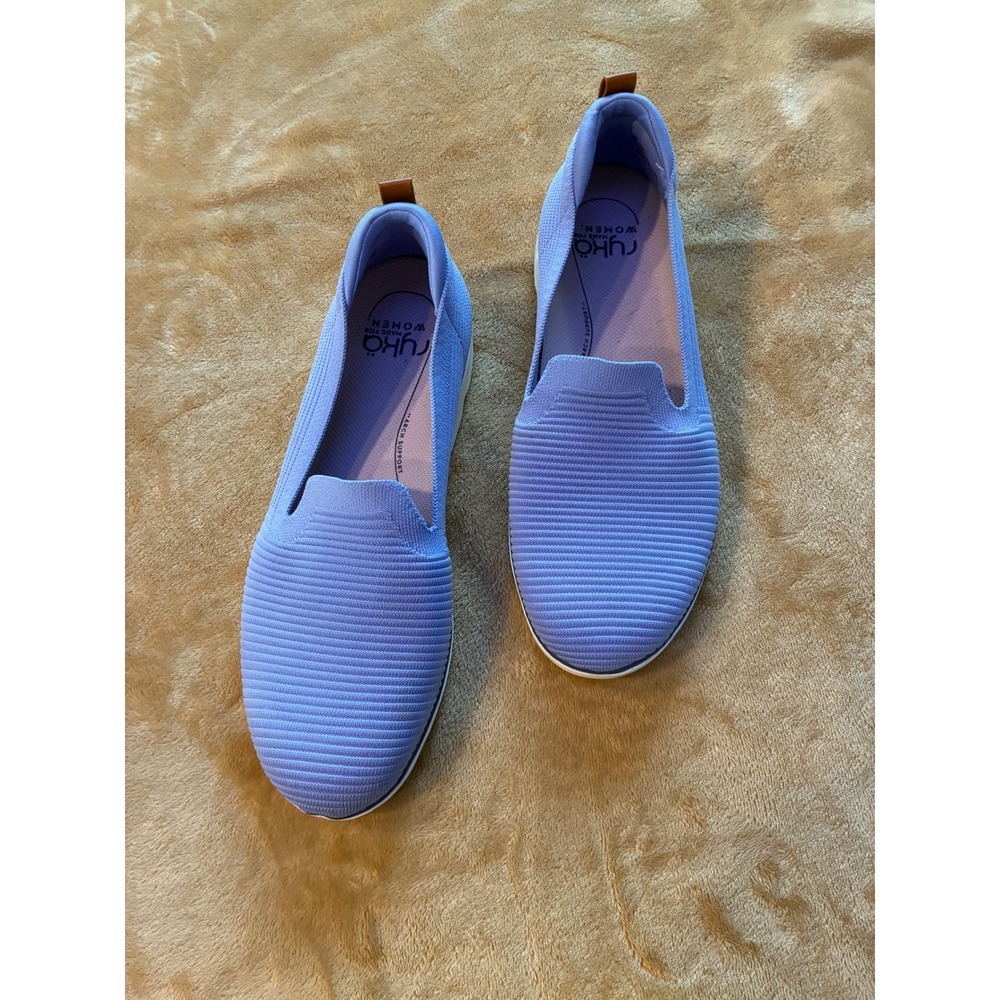 Ryka Womens Lavender Purple Knit Slip On Walking Shoes Arch Support Flats